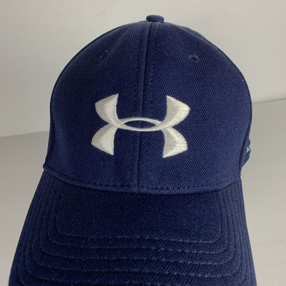 Under Armour Men's Hat L/XL Blitzing Navy Blue Baseball Stretch Fit